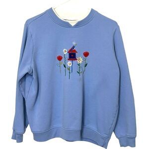 Kim Rogers Women's Size M Flowers, Sweatshirt, Mock T-Shirt Collar  #A-1594